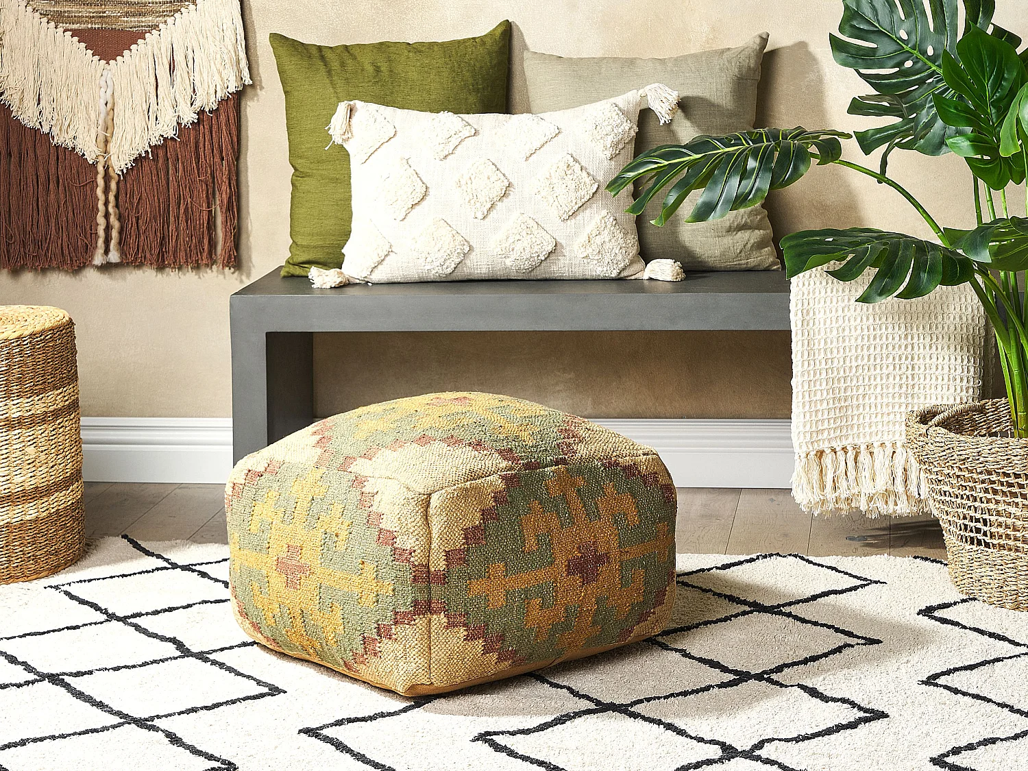 Pouf SARON Jute Multicolore 50 cm 50 cm 30 cm