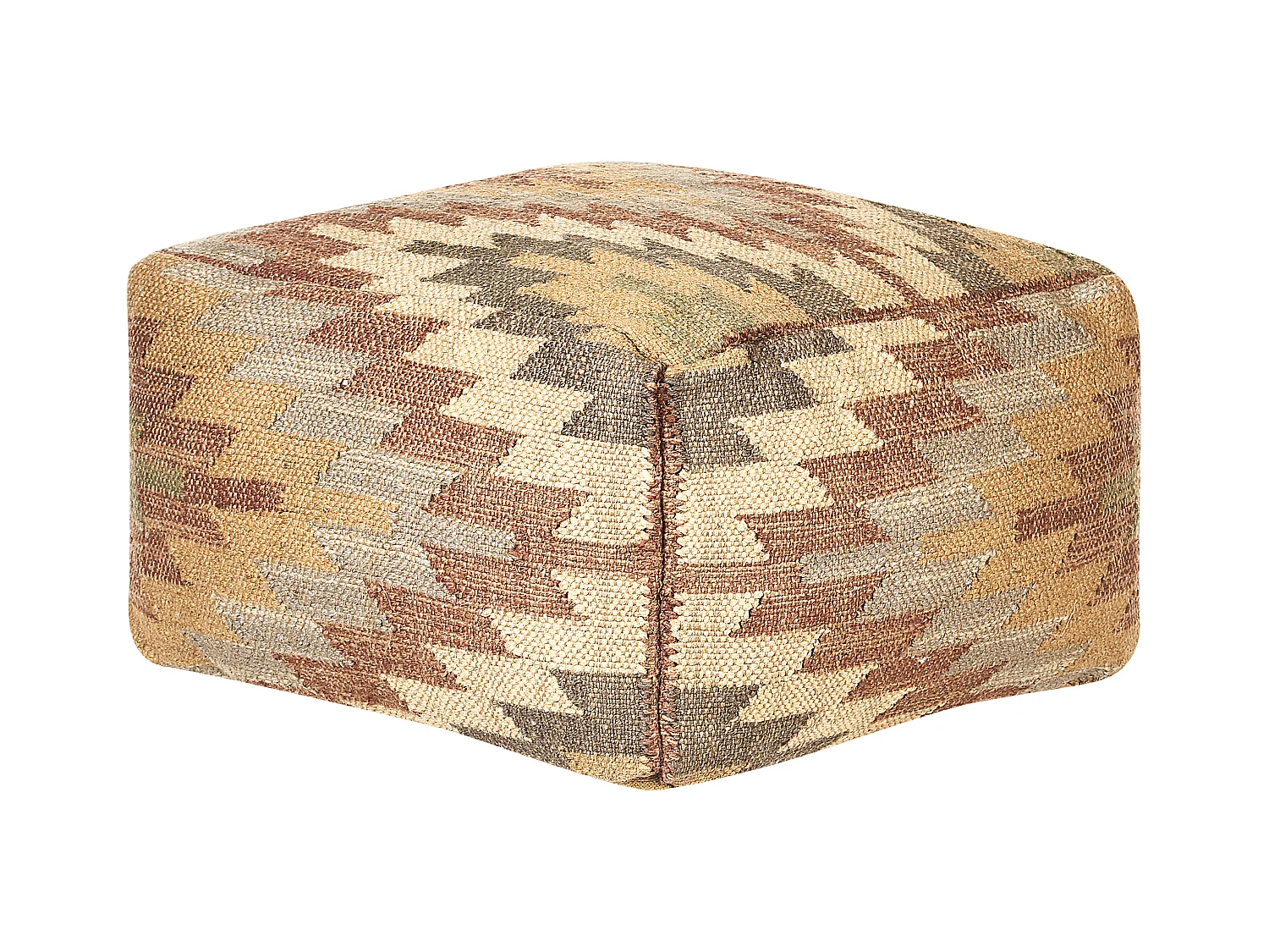 Pouf Jute und Wolle beige / bunt quadratisch 50x50x30 cm orientalisch Deepor