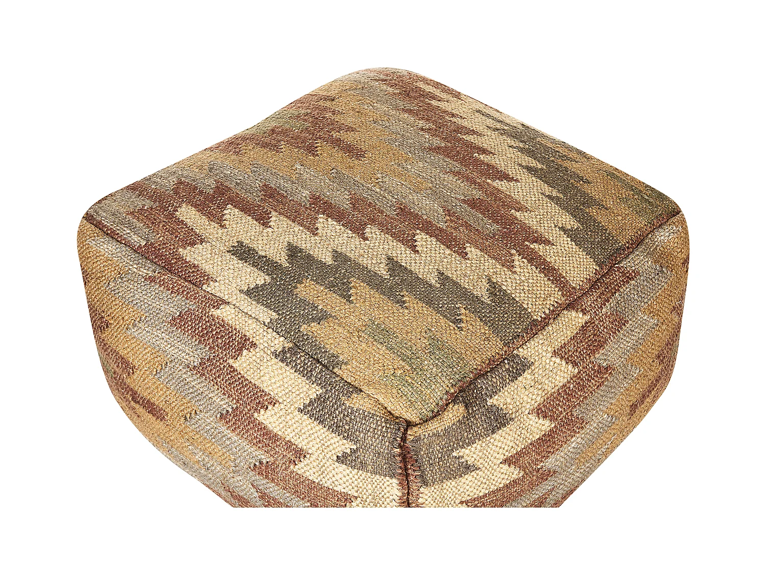 Pouf Jute und Wolle beige / bunt quadratisch 50x50x30 cm orientalisch Deepor
