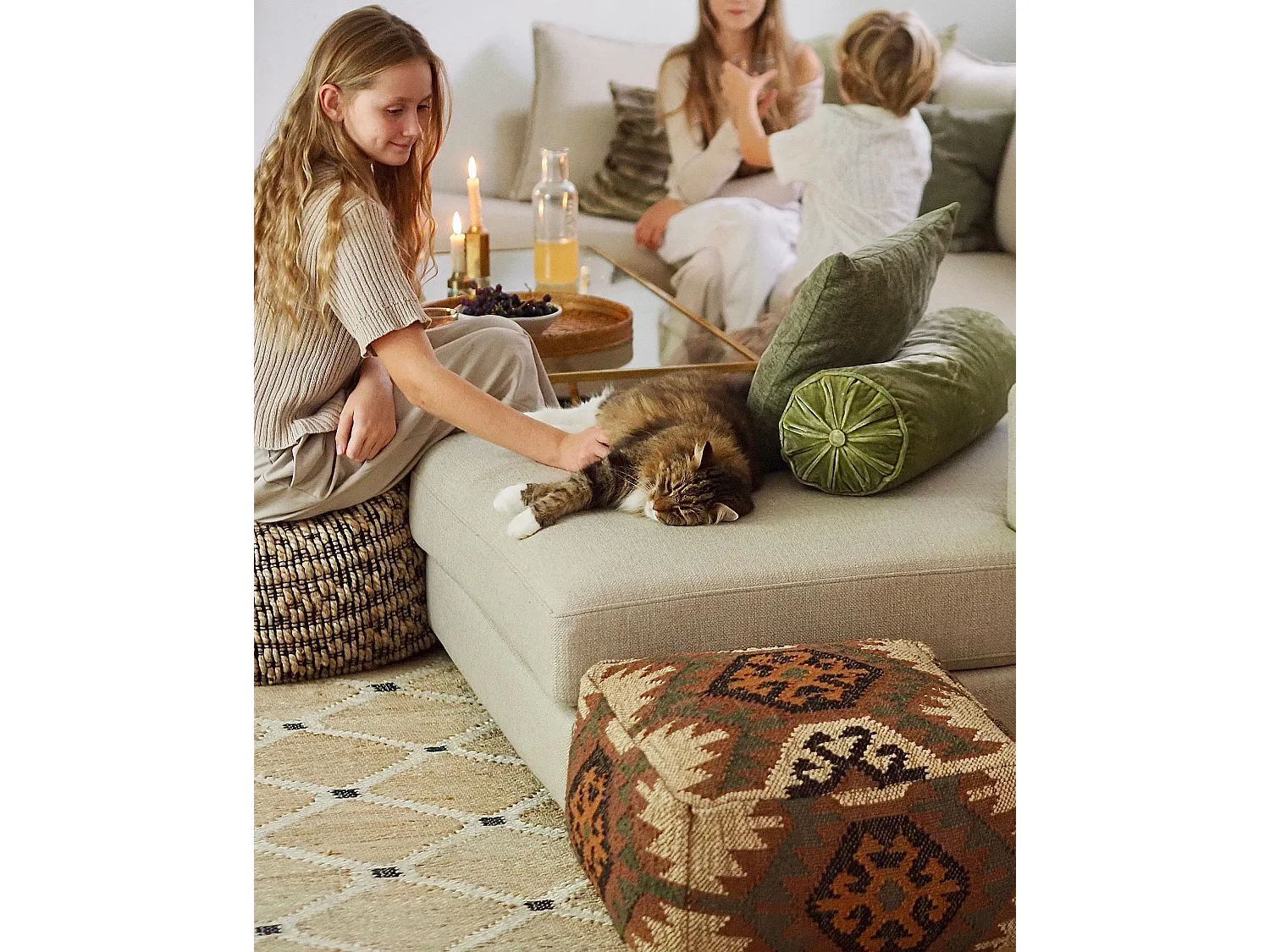 Pouf CUMBUM Jute Multicolore 50 cm 50 cm 30 cm