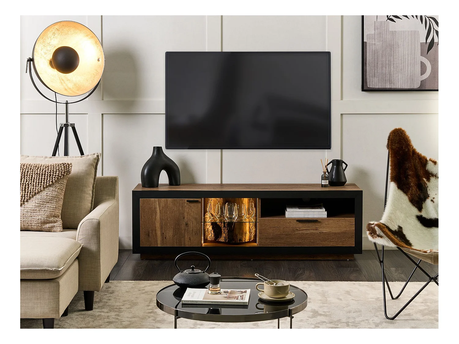 Meuble TV MARANA Marron/noir