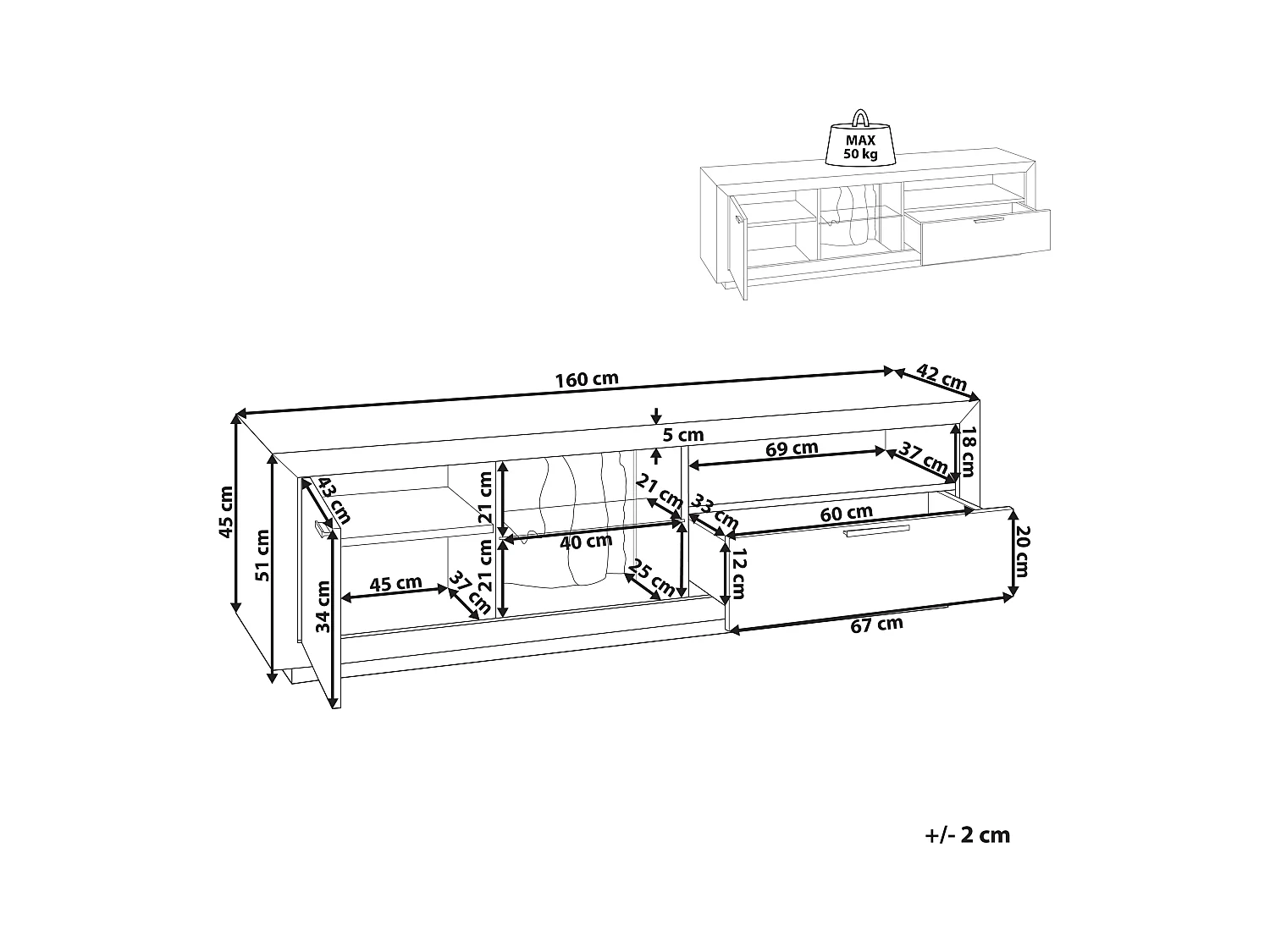 Meuble TV MARANA Marron/noir