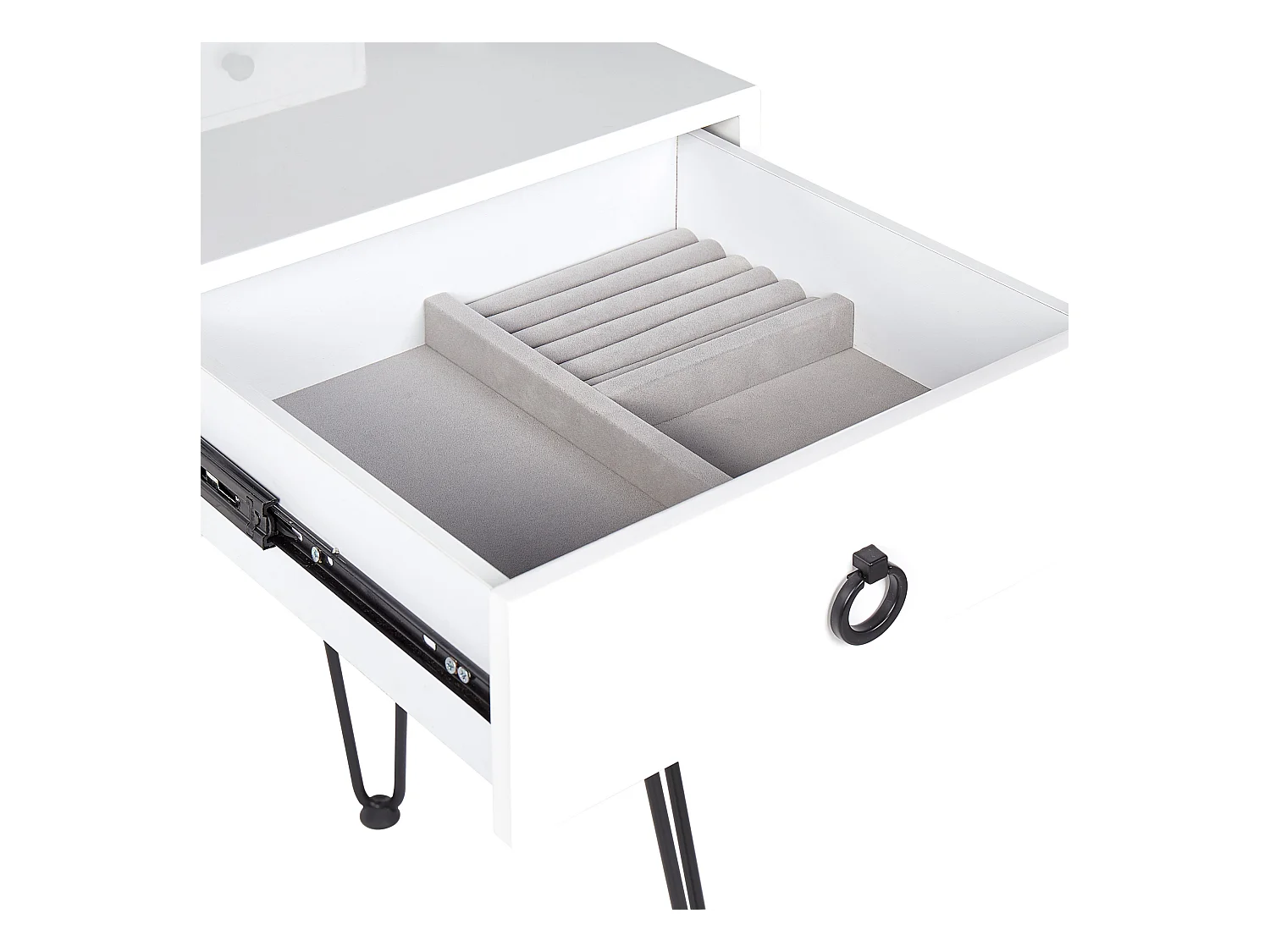 Coiffeuse avec miroir et tabouret SOYE LED Blanc