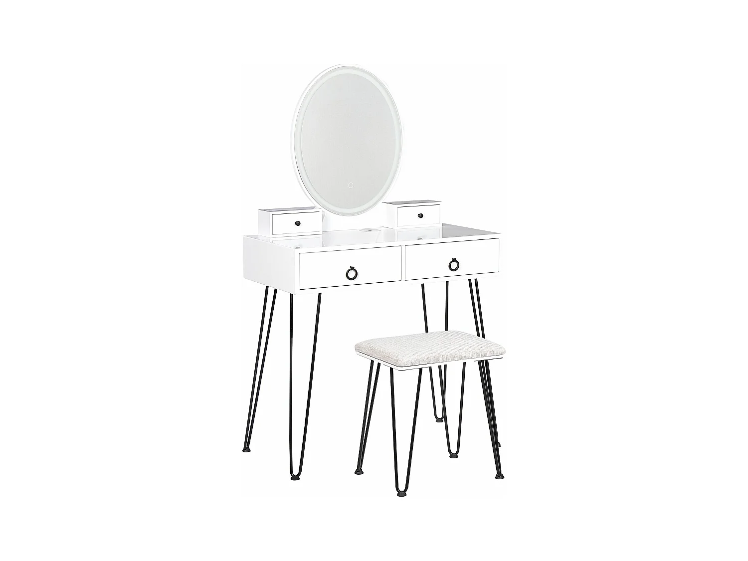 Toeletta con specchio e sgabello SOYE LED Bianco