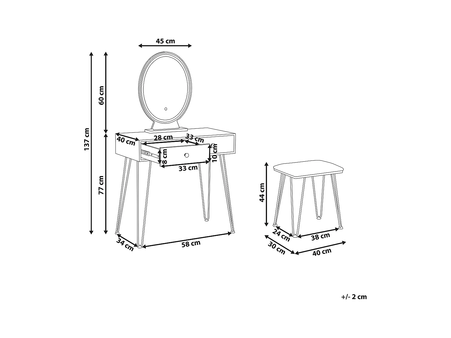 Kaptafel LOIX LED Donkerbruin