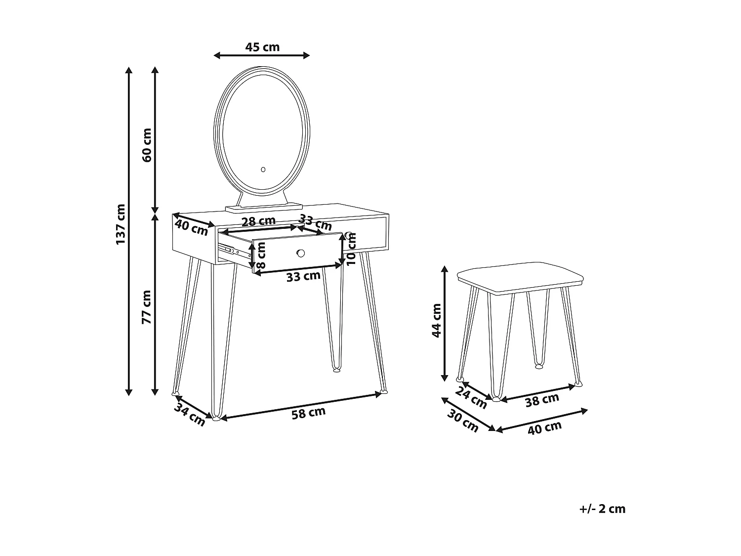 Kaptafel LOIX LED Donkerbruin