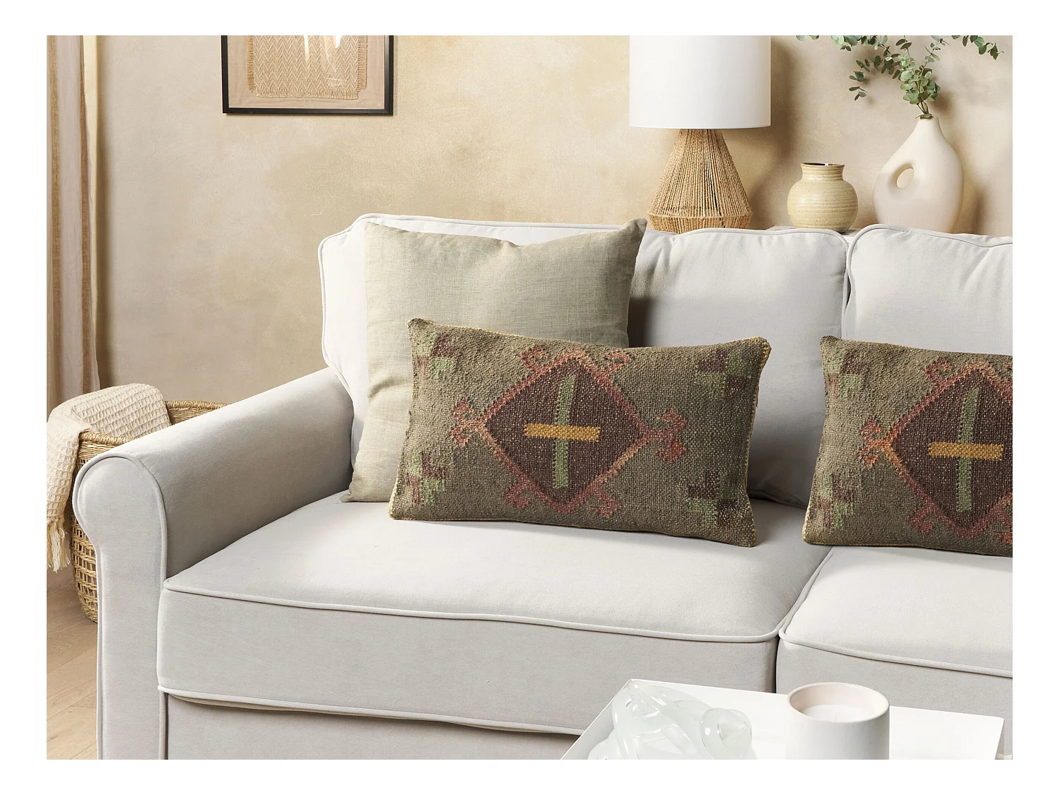 Sierkussen KATORA Jute 30 x 50 cm Groen Oosters patroon