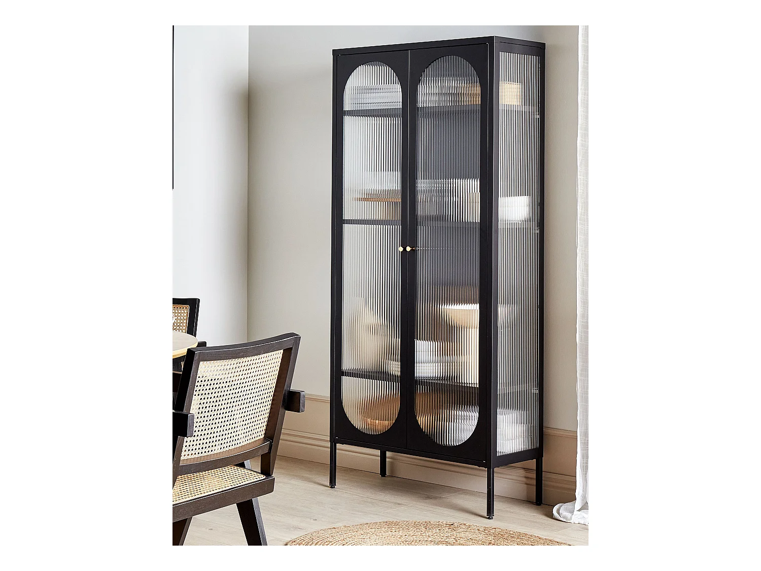 Witryna FOXTON Metal 80 cm Czarny