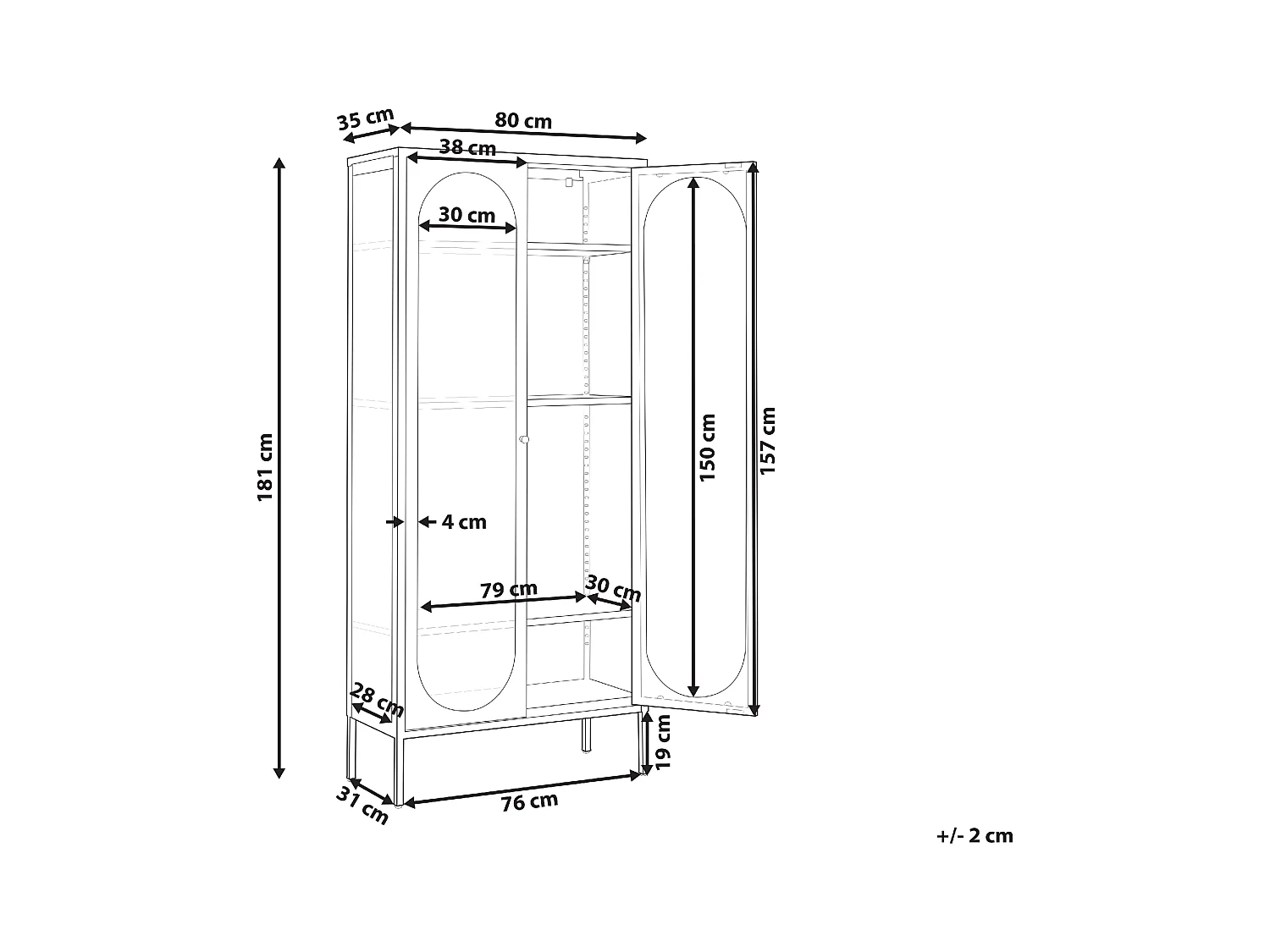 Witryna FOXTON Metal 80 cm Czarny