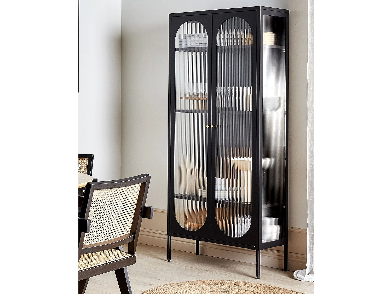 Vitrine en verre FOXTON Métal 80 cm Noir