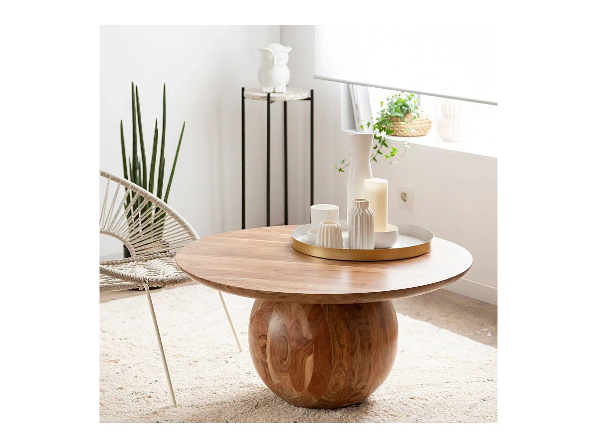 Table basse ronde en bois d'acacia Charlou