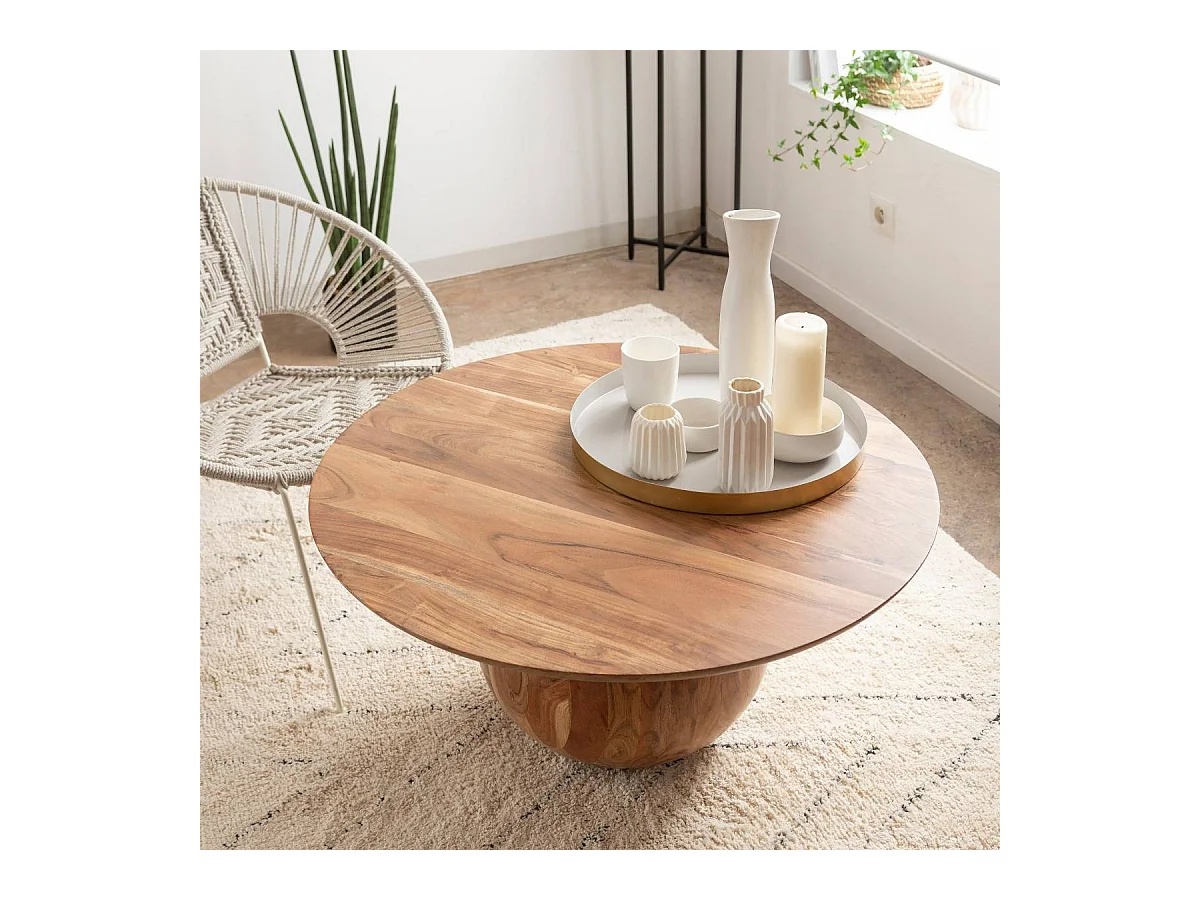 Table basse ronde en bois d'acacia Charlou