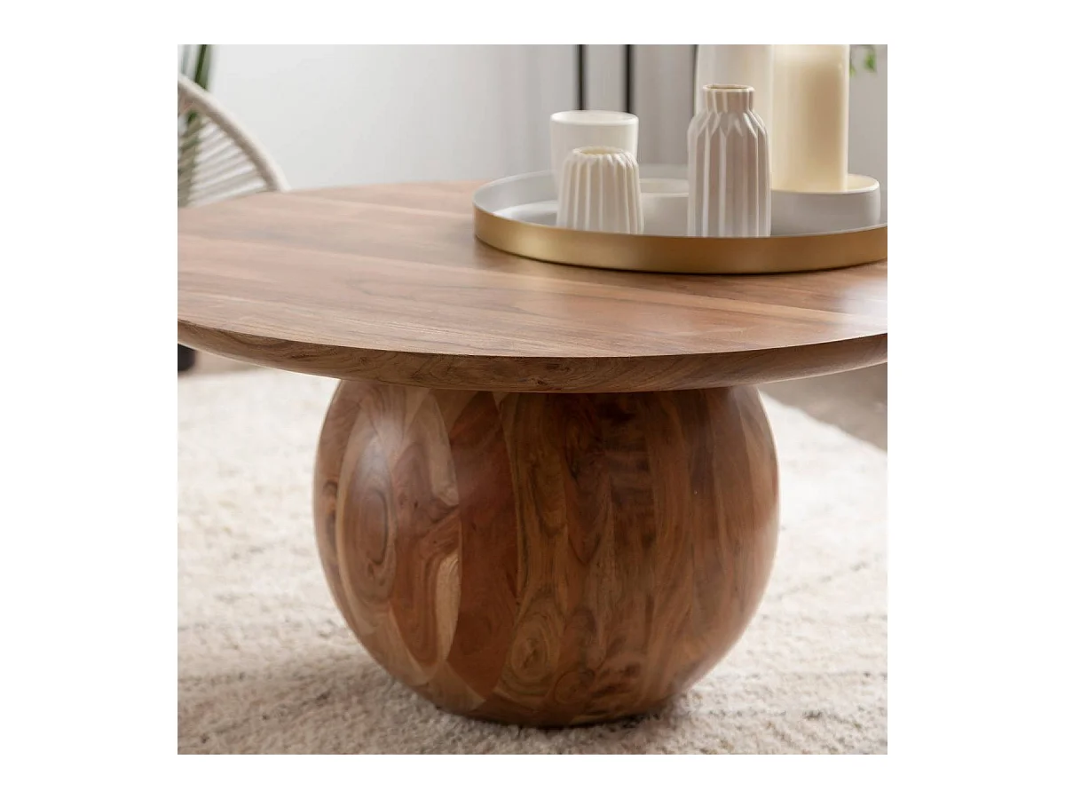 Table basse ronde en bois d'acacia Charlou