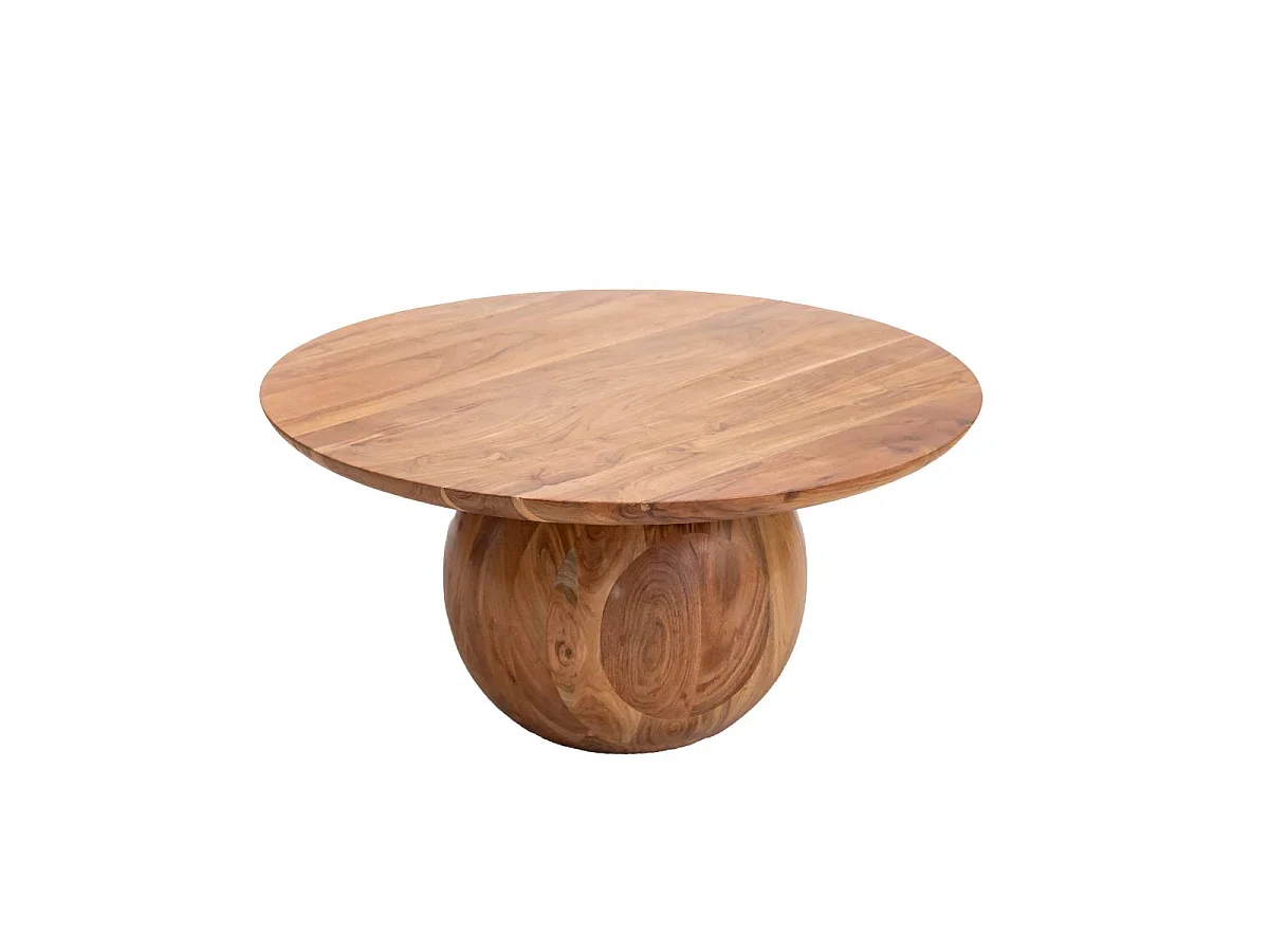 Mesa de centro redonda de madera de acacia con almacenamiento Charlou - 80x80cm