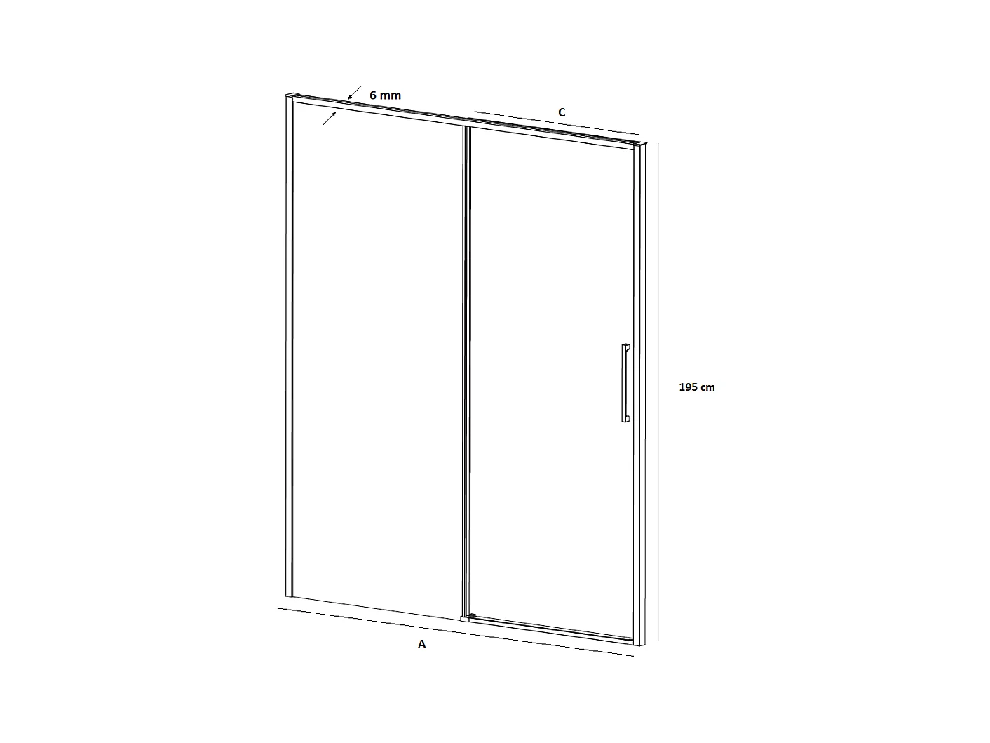 Frontal de ducha + Puerta Corredera 161-163.6 cm DELTA Negro