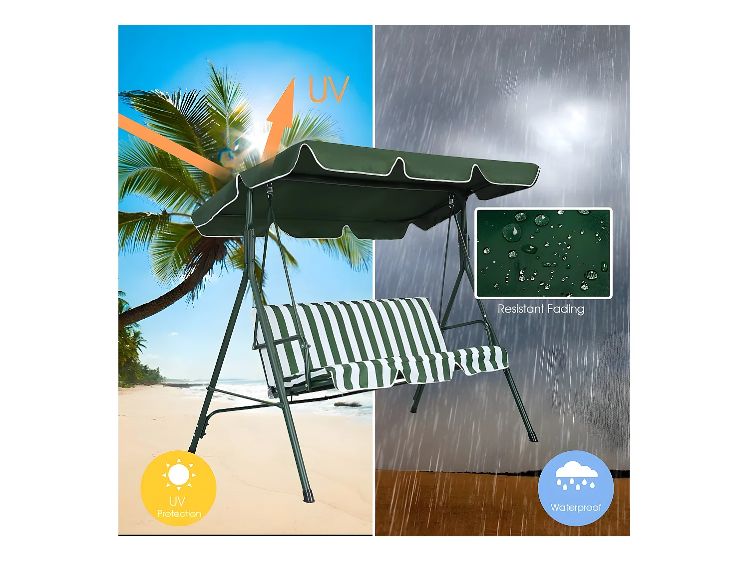 Columpio Balancin de 3 Plazas, KLS-E003. Muebles de Jardin y Terraza