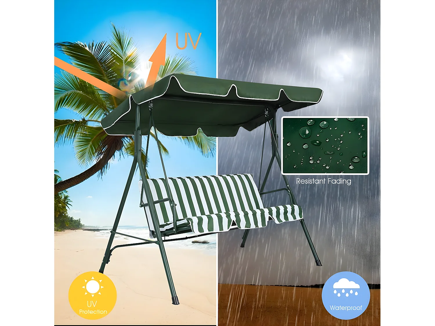 Columpio Balancin de 3 Plazas, KLS-E003. Muebles de Jardin y Terraza