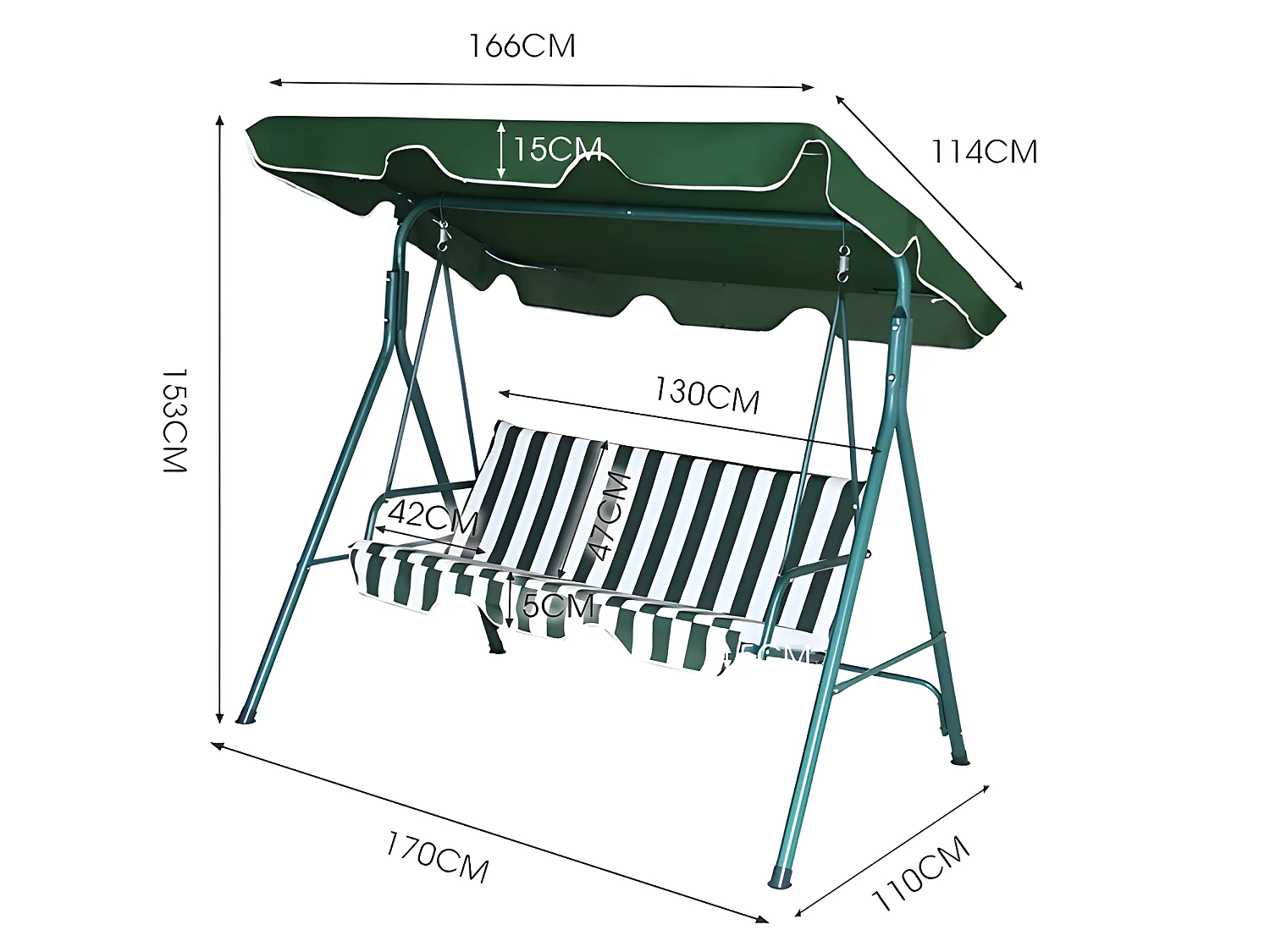 Columpio Balancin de 3 Plazas, KLS-E003. Muebles de Jardin y Terraza