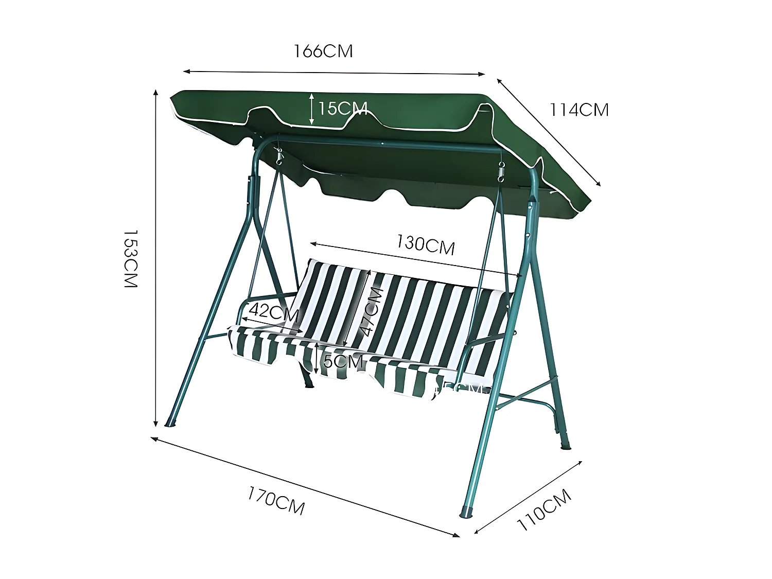 Columpio Balancin de 3 Plazas, KLS-E003. Muebles de Jardin y Terraza