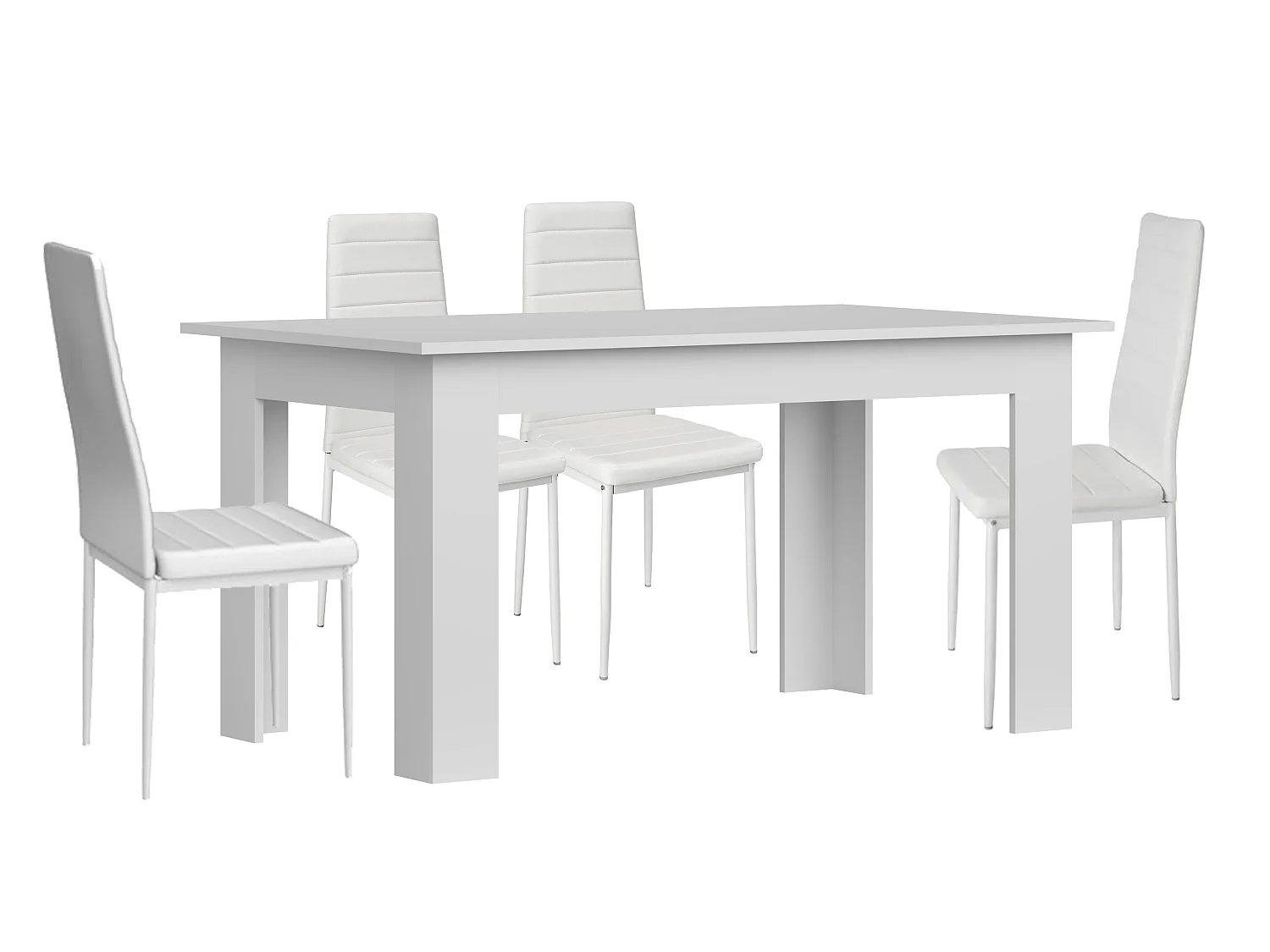 Pack Mesa de Comedor o Cocina admiral + 6 Sillas en Polipiel/metal blanco