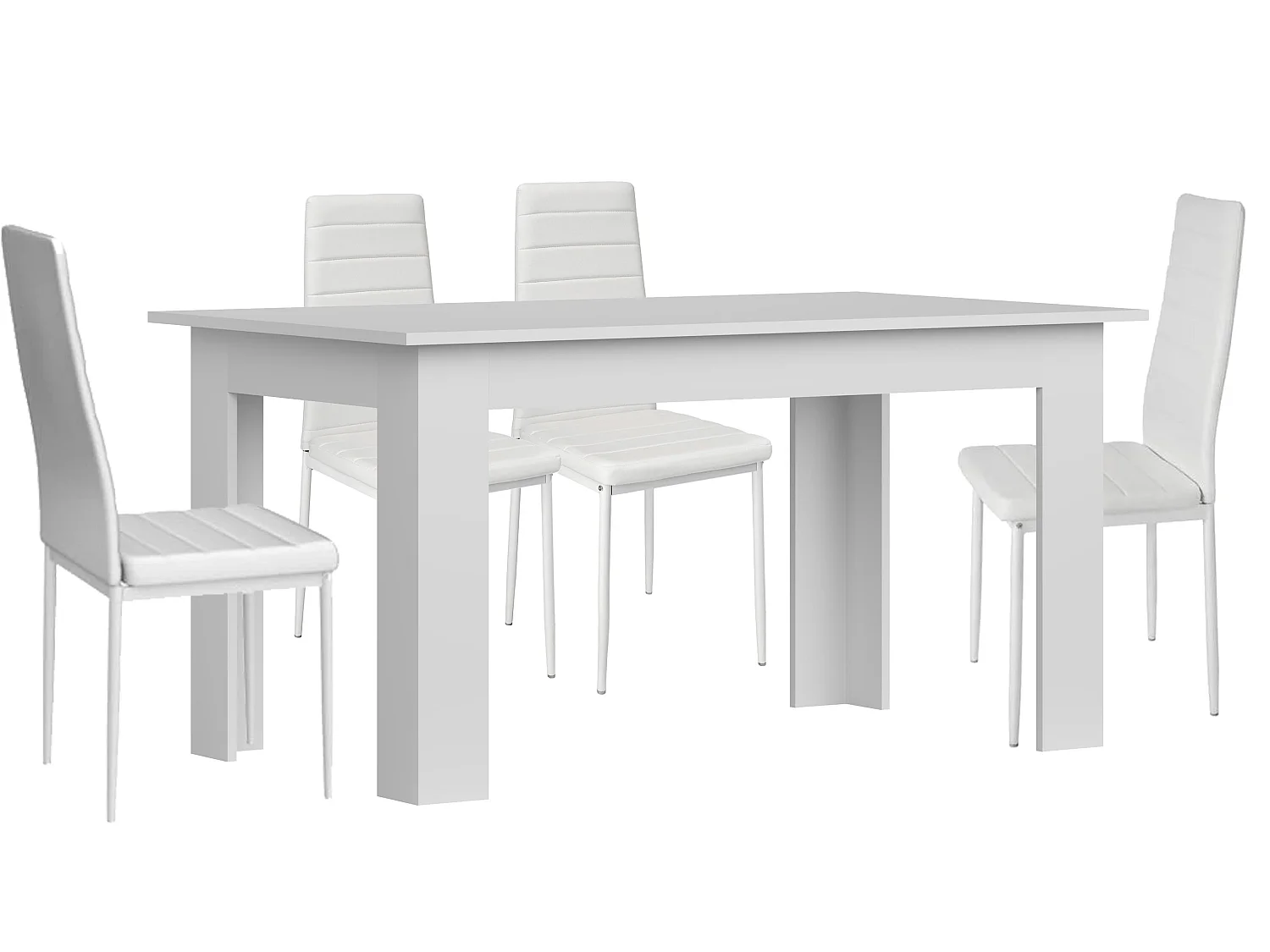 Pack Mesa de Comedor o Cocina admiral + 6 Sillas en Polipiel/metal blanco