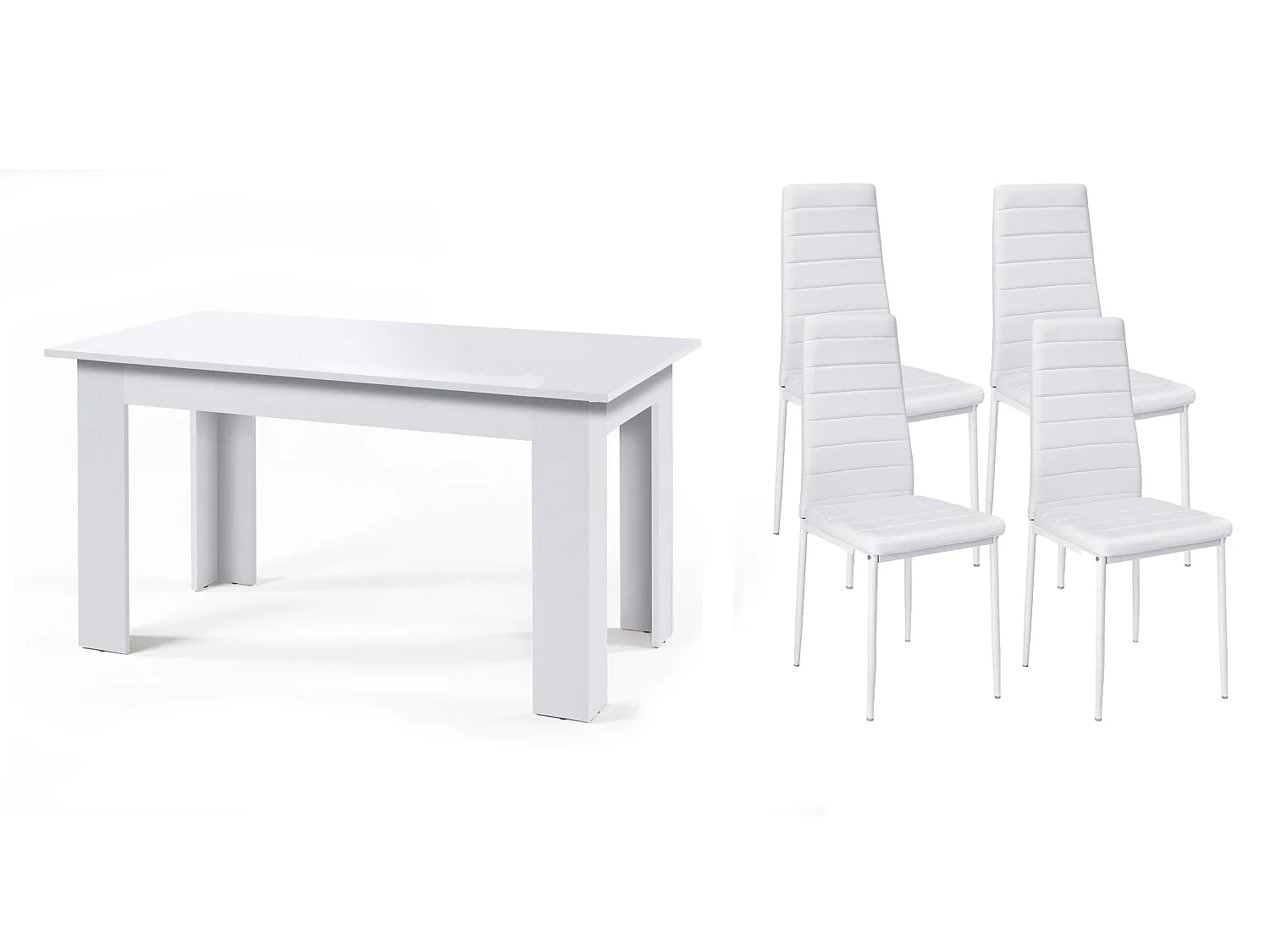 Pack Mesa de Comedor o Cocina admiral + 6 Sillas en Polipiel/metal blanco