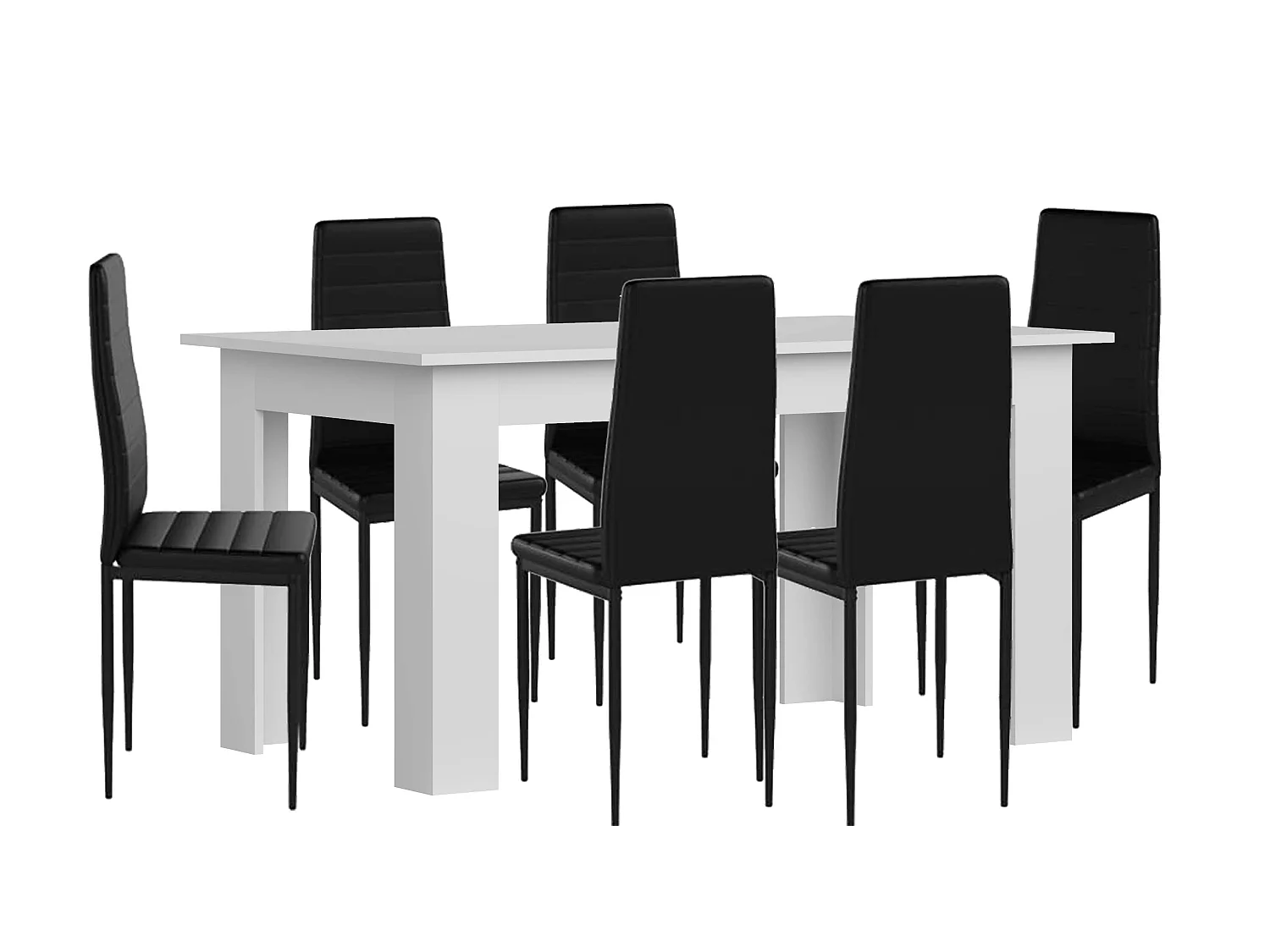 Pack Mesa de Comedor o Cocina admiral + 6 Sillas en Polipiel/metal blanco