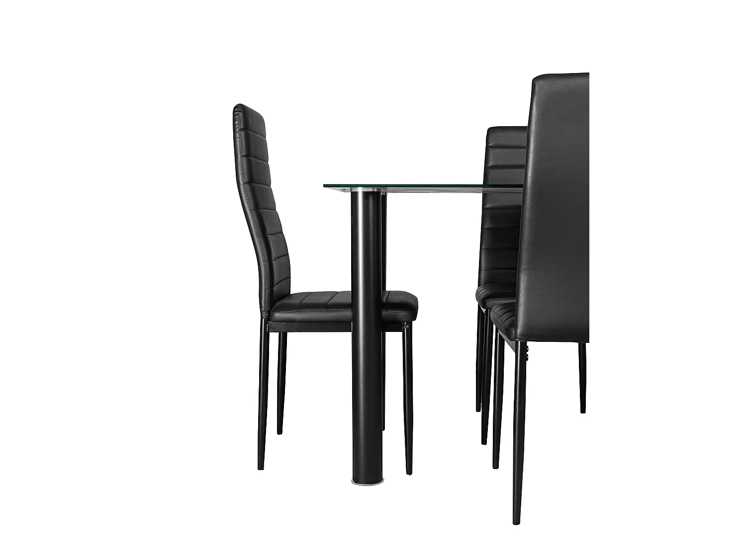 Conjunto de mesa cristal templado 110x70cm y 4 sillas color negro