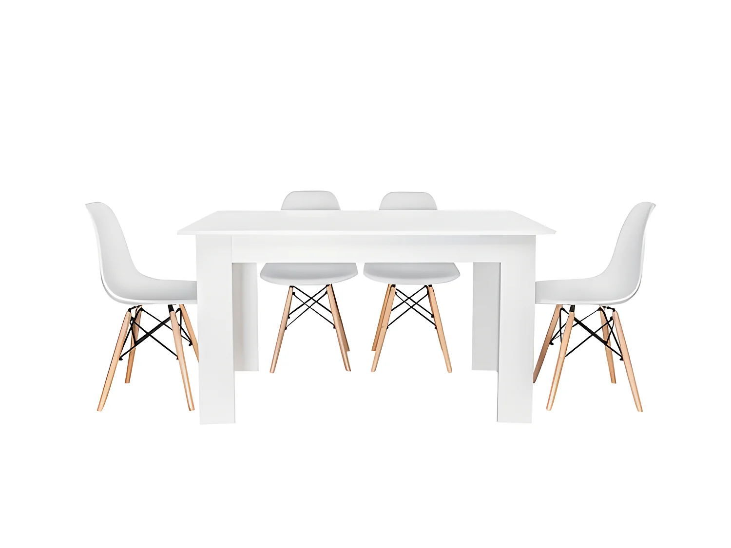Pack Mesa de Comedor o Cocina + 4 Sillas Admiral + xs-2788 Estilo Nórdico Blancas