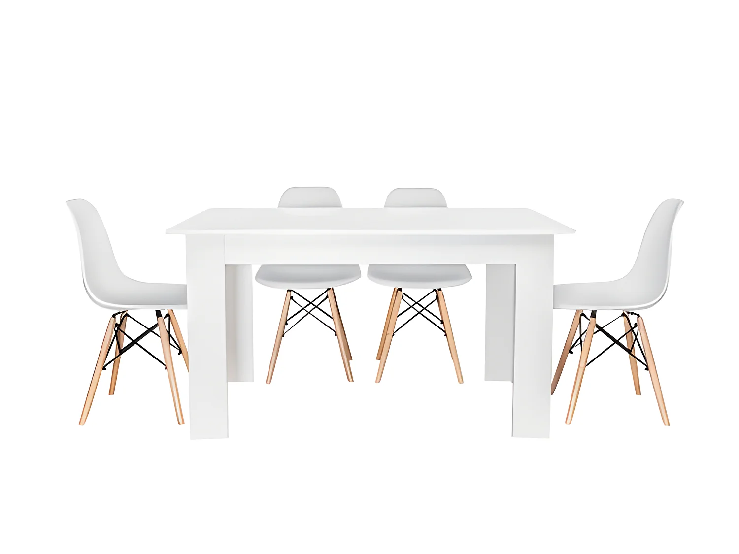 Pack Mesa de Comedor o Cocina + 4 Sillas Admiral + xs-2788 Estilo Nórdico Blancas