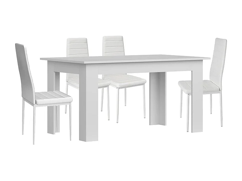 Conjunto Mesa de Jantar ou Cozinha Branco + 4 Cadeiras de Couro Sintético/metal Branco