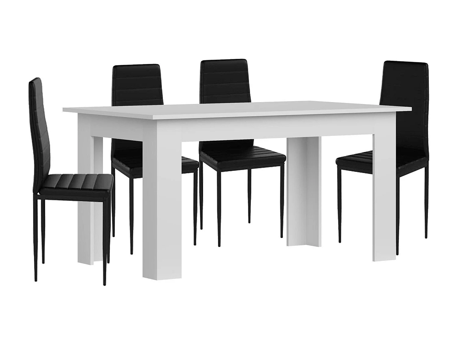 Conjunto Mesa de Jantar ou Cozinha Branco + 4 Cadeiras de Couro Sintético/metal Branco