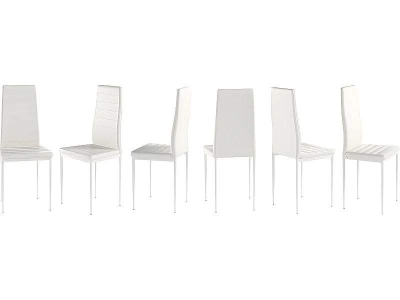 Pack 6 sillas C-05 blanco, poli piel y estructura metalica excelente relación calidad precio transformará la decoración de tu hogar aportando exclusividad en estilo