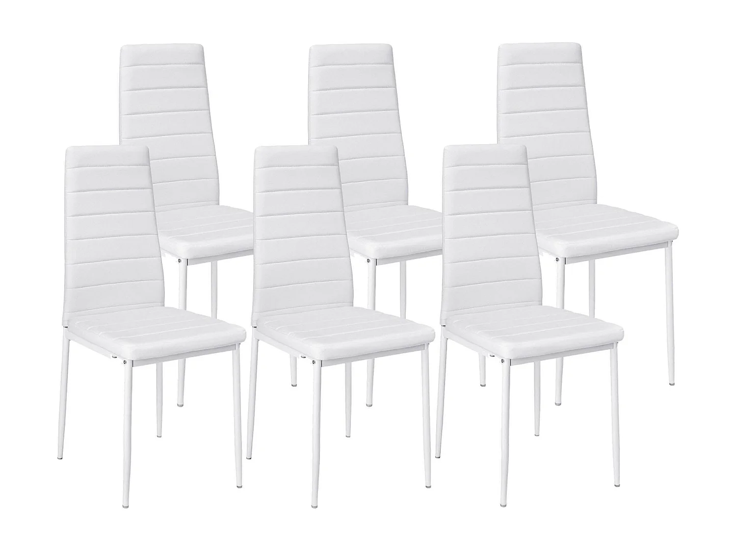 Silla de Comedor en Polipiel/metal Blanco, 6 unidades