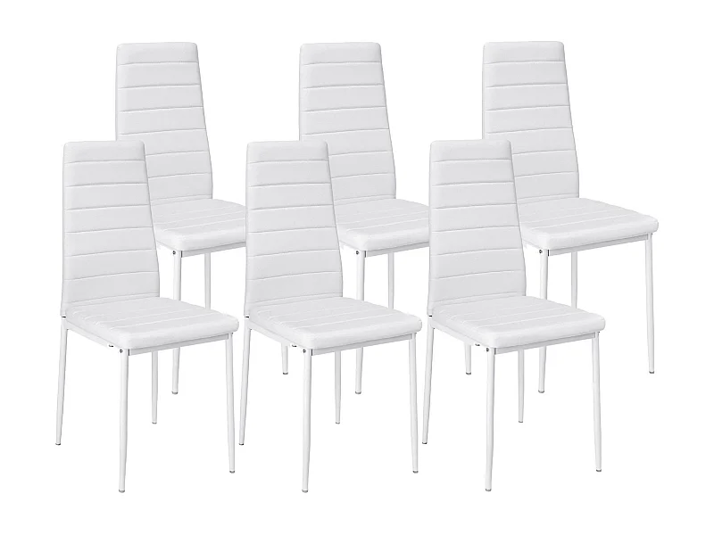 Silla de Comedor en Polipiel/metal Blanco, 6 unidades