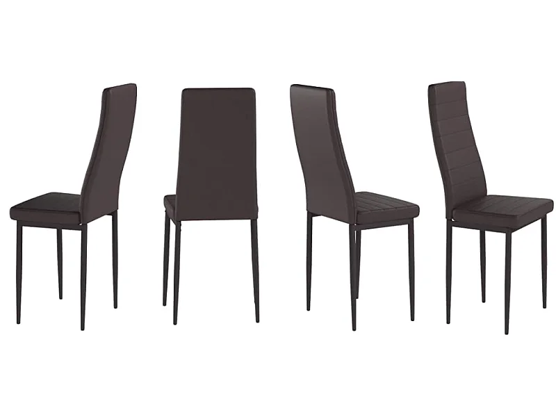 Pack 4 sillas C-05 marrón poli piel y estructura metalica de gran calidad le darán vida a cualquier hogar y combinan fácilmente