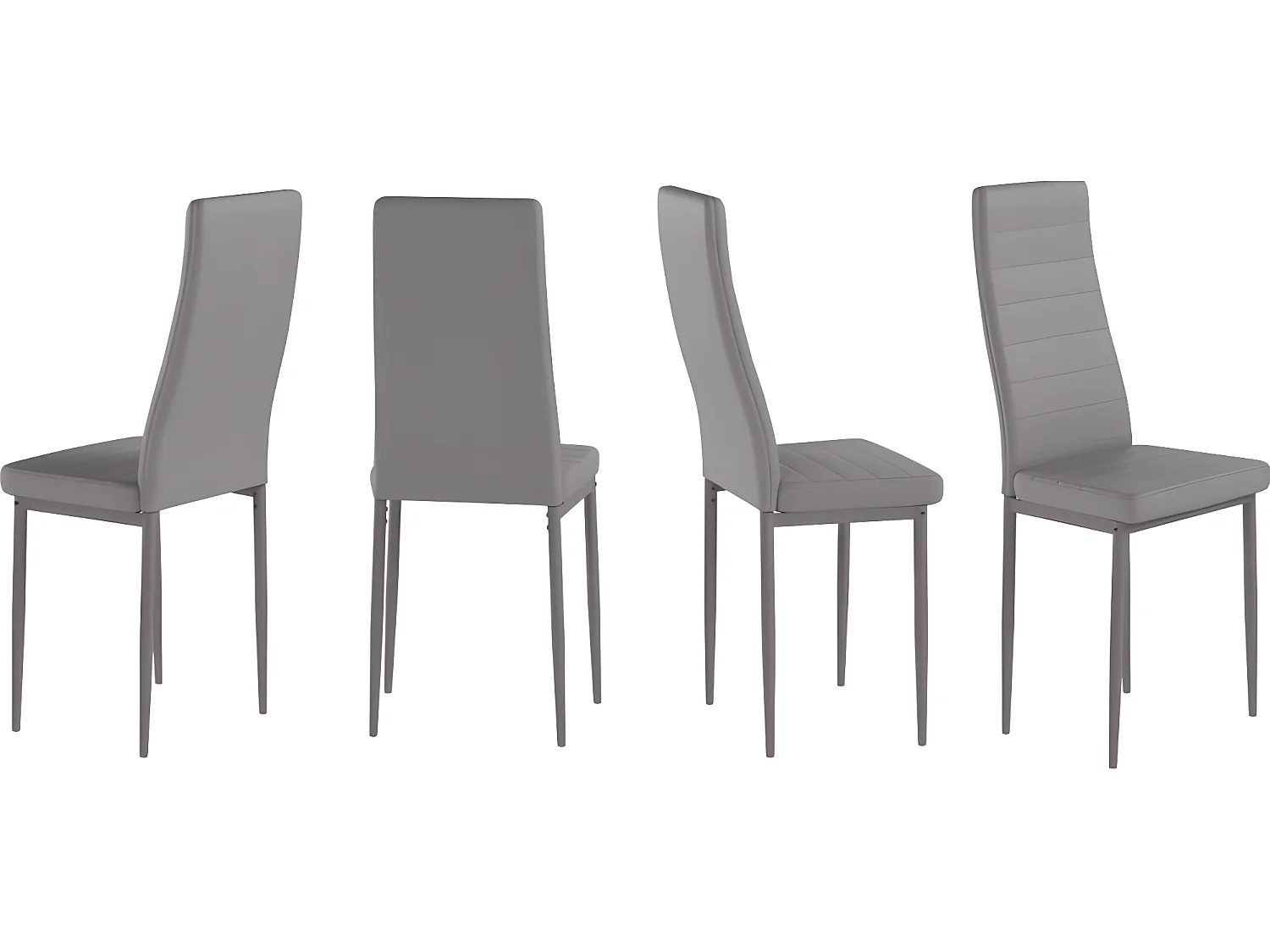 Pack 4 sillas C-05 gris poli piel y estructura metalica de gran calidad le darán vida a cualquier hogar y combinan fácilmente