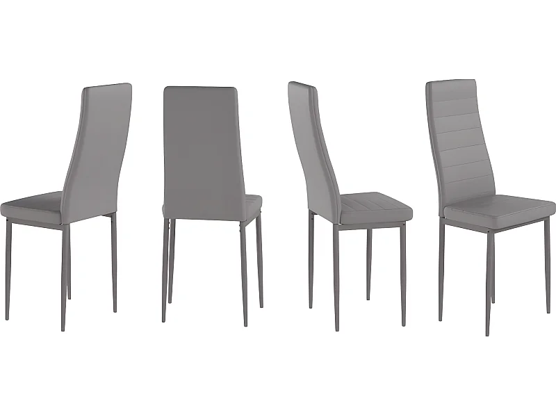 Pack 4 sillas C-05 gris poli piel y estructura metalica de gran calidad le darán vida a cualquier hogar y combinan fácilmente