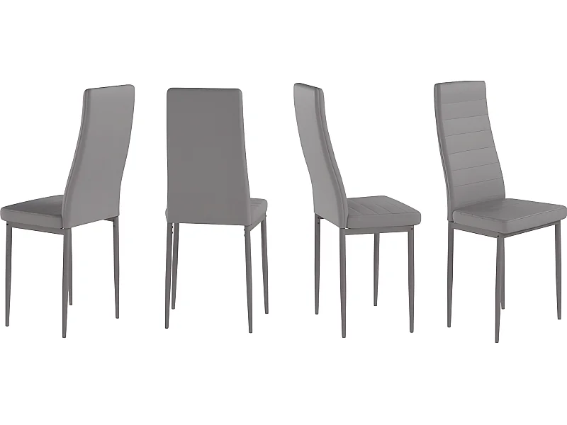 Pack 4 sillas C-05 gris poli piel y estructura metalica de gran calidad le darán vida a cualquier hogar y combinan fácilmente