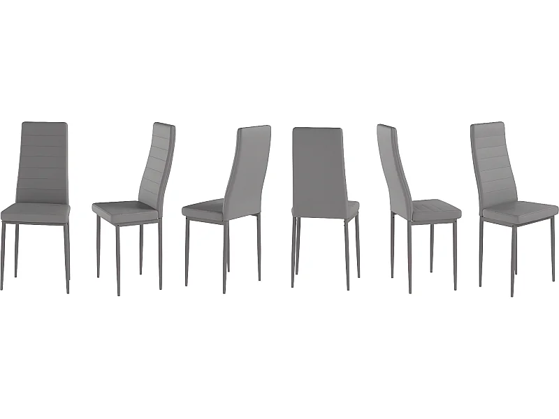 Pack 6 sillas C-05 gris, poli piel y estructura metalica excelente relación calidad precio transformará la decoración de tu hogar aportando exclusividad en estilo