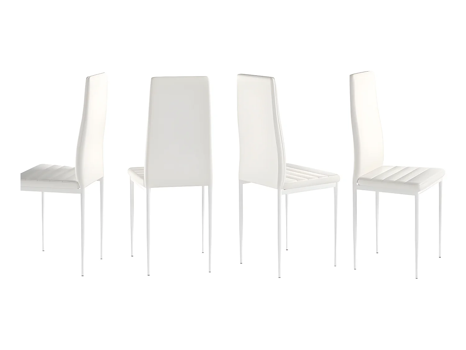 Pacote de 4 cadeiras de couro poli branco C-05 e estrutura metálica de alta qualidade darão vida a qualquer casa e combinarão facilmente
