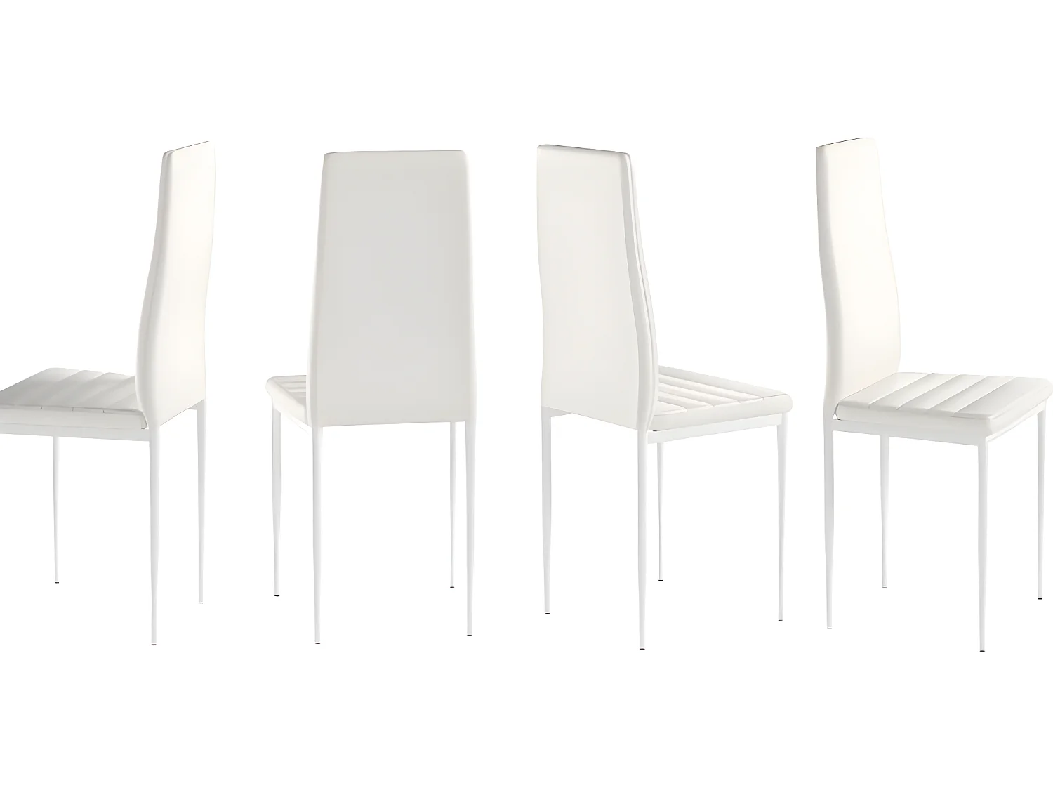 Pacote de 4 cadeiras de couro poli branco C-05 e estrutura metálica de alta qualidade darão vida a qualquer casa e combinarão facilmente