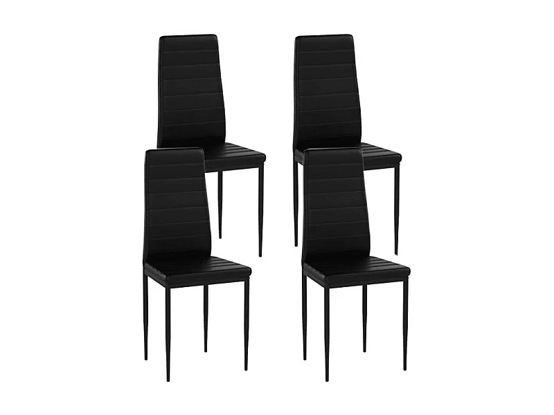 Silla de Comedor en Polipiel/metal Negro, 4 unidades