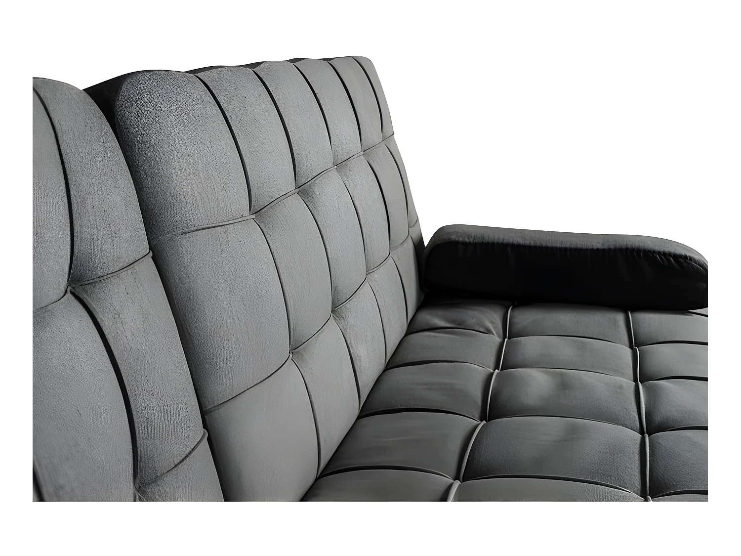 Sofá chaise longue AROA-XS, tecido conversível de 3 lugares em camacolor CINZA/ESCURO, 198x150cm