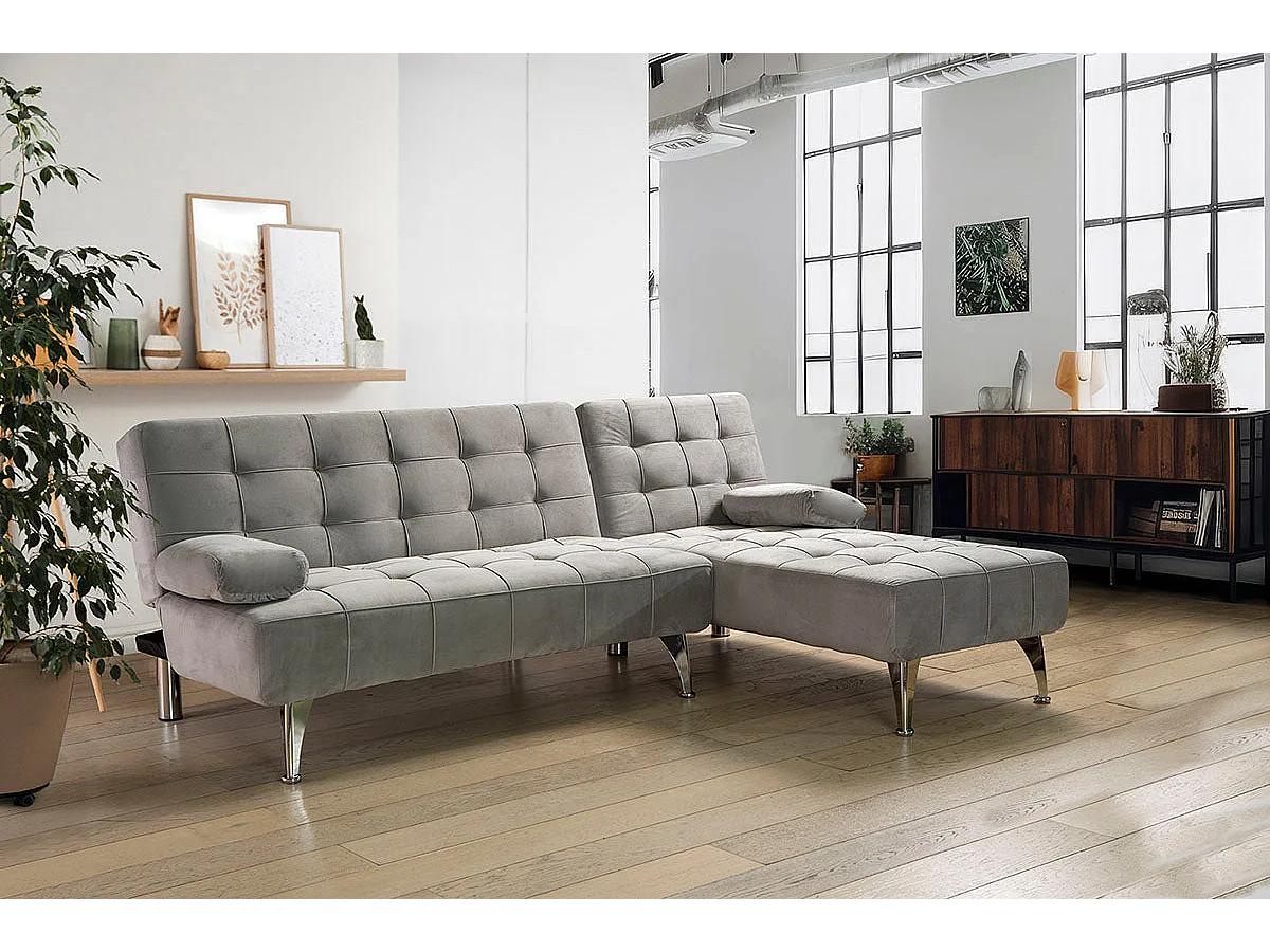 Sofá-Cama Chaise Longue XS 198cm Cinza Escuro