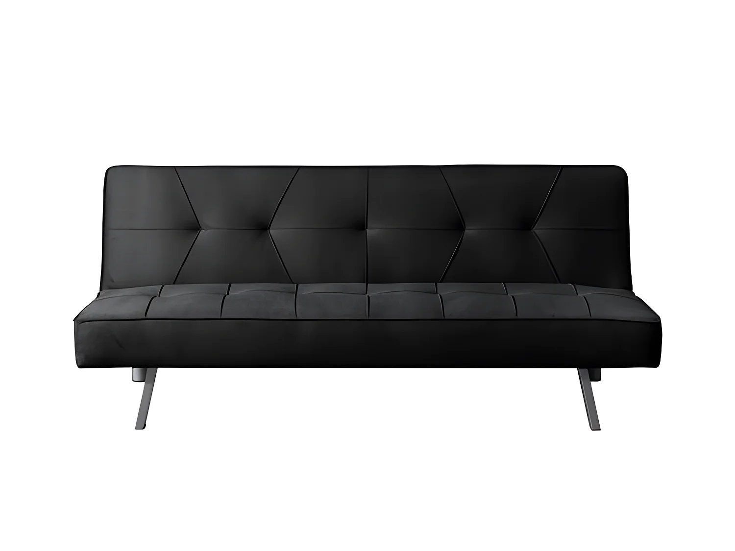 Sofá cama 2 lugares de veludo Clic Clac 175x74cm Preto