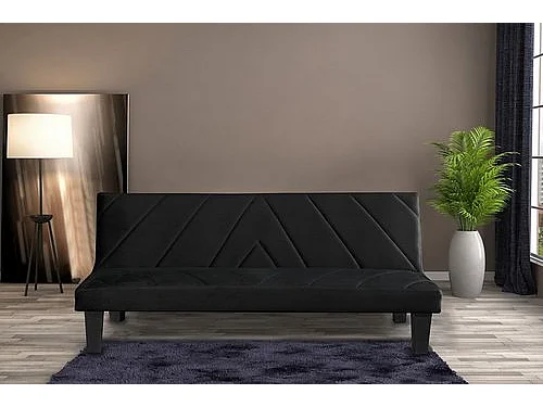 Sofá cama 2 plazas Clic Clac Paula terciopelo 166x70cm Negro