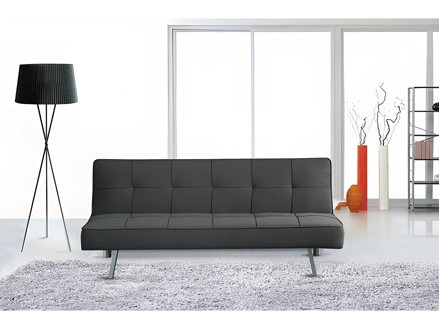 Sofá cama 2 lugares Ainhoa ​​​​Clic Clac tecido 175x74cm Cinza