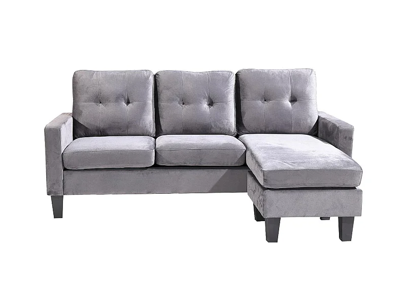 Sofa + Puf Convertible en Chaise Longue 184x131 cm 3 plazas color gris