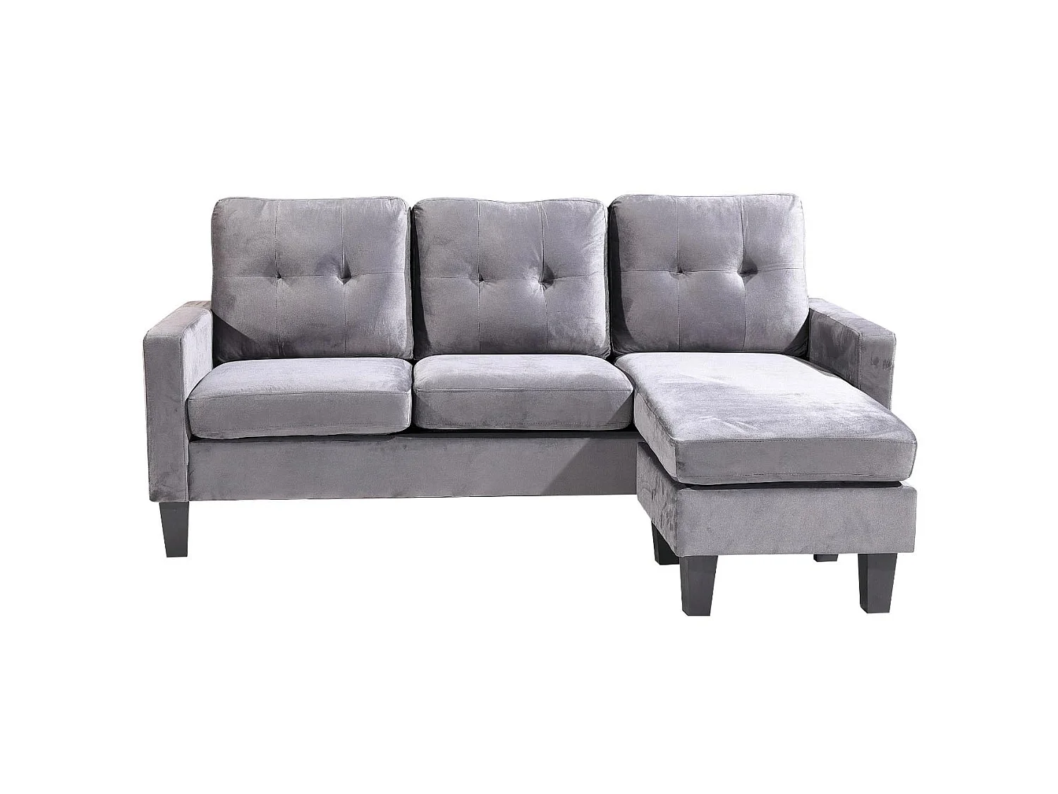 Sofa + Puf Convertible en Chaise Longue 184x131 cm 3 plazas color gris